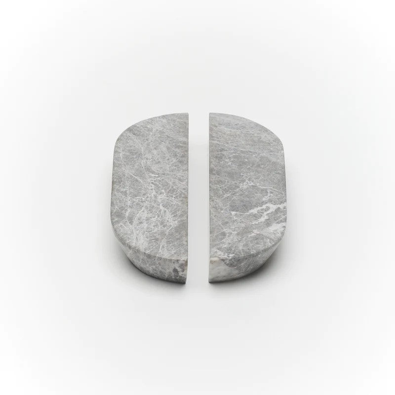 Pair of Lo & Co Dot Marble Handle Small cabinet hardware with black and white dot marble design, perfect for furniture accents.