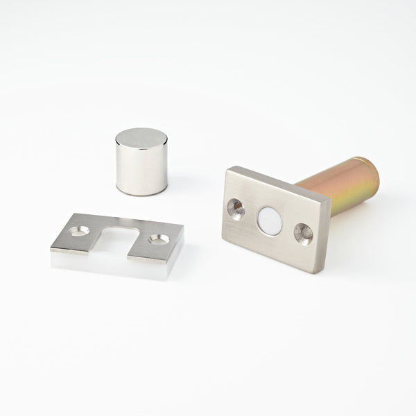 Ghostop Jamb Mount Lighter Doors Satin Nickel with White Strike Ramp in Satin Nickel/White