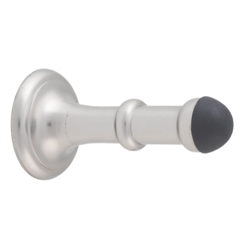 Tradco concealed fix door stop 80mm installed on a door, black finish, designed to protect walls from door impact.