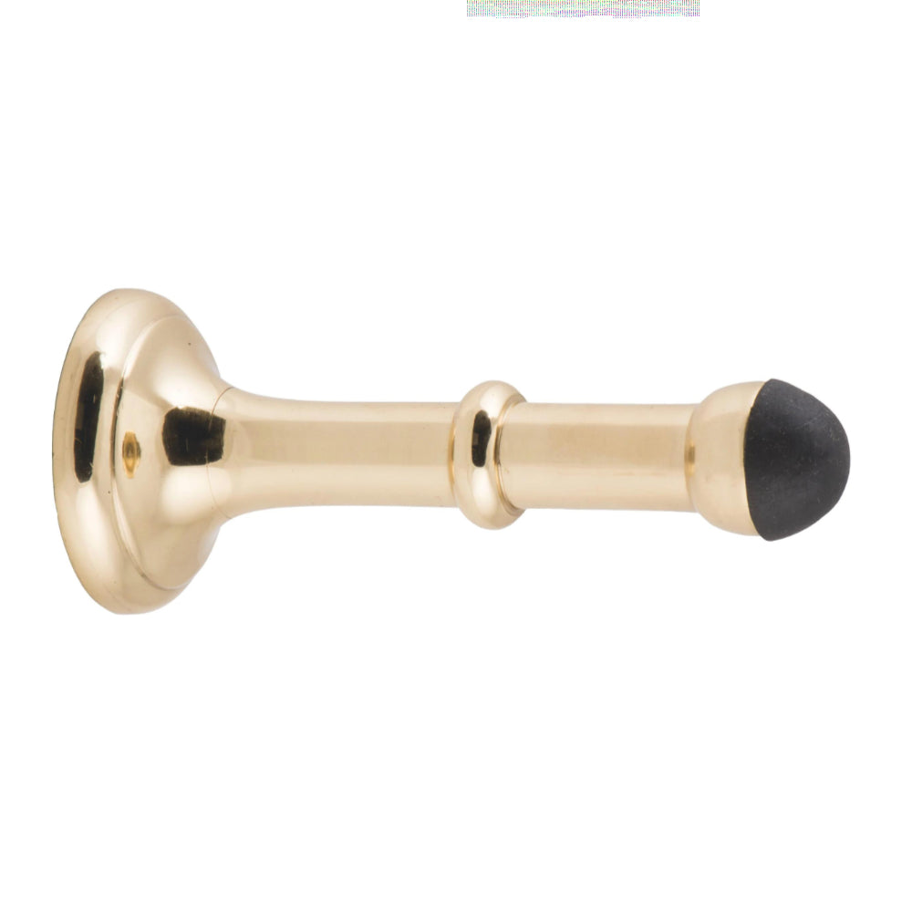 Door Stop Concealed Fix Large Polished Brass D43xP100mm in Polished Brass