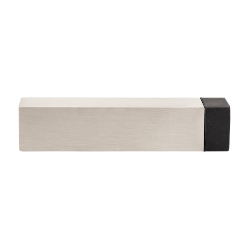 Zanda square door stop in brushed nickel finish, made of durable architectural hardware for door protection and stability.