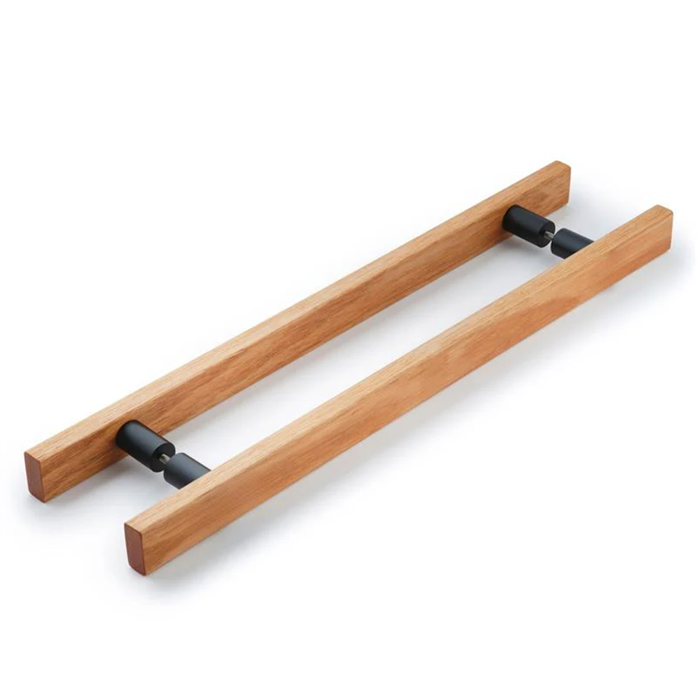 Lenah Hydrowood 1200mm Entrance Handle - Back-to-Back - Matt Black in Hydrowood Tasmanian Oak / Black