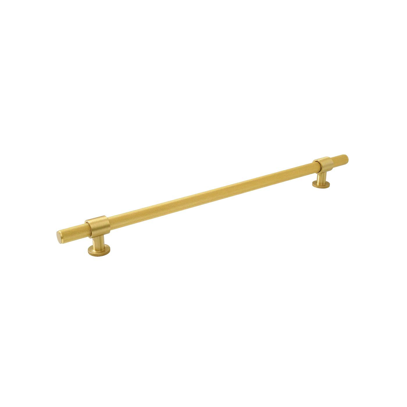 MOMO BELGRAVIA KNURLED DOOR PULL WITH BACK TO BACK FIXING 416MM BRUSHED SATIN BRASS in Brushed Satin Brass