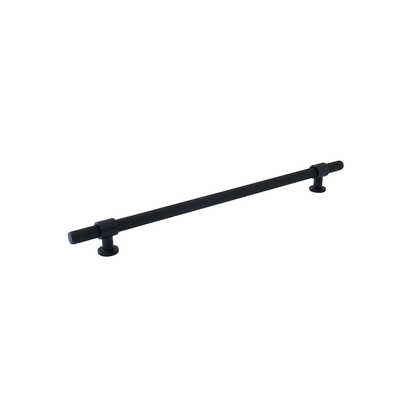MOMO BELGRAVIA KNURLED DOOR PULL WITH BACK TO BACK FIXING 416MM MATT BLACK in Matt Black