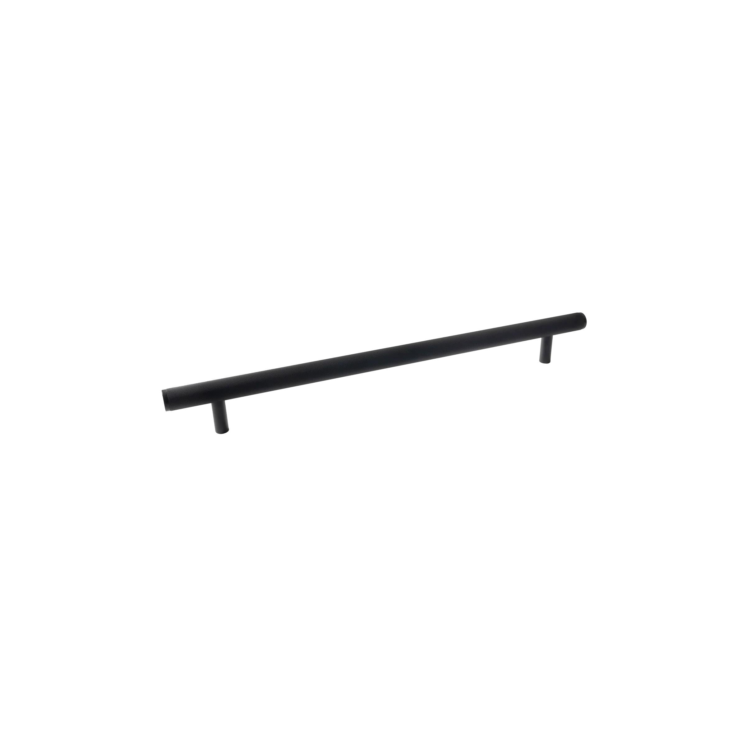 MOMO BELLEVUE KNURLED DOOR PULL WITH BACK TO BACK FIXING 416MM MATT BLACK in Matt Black