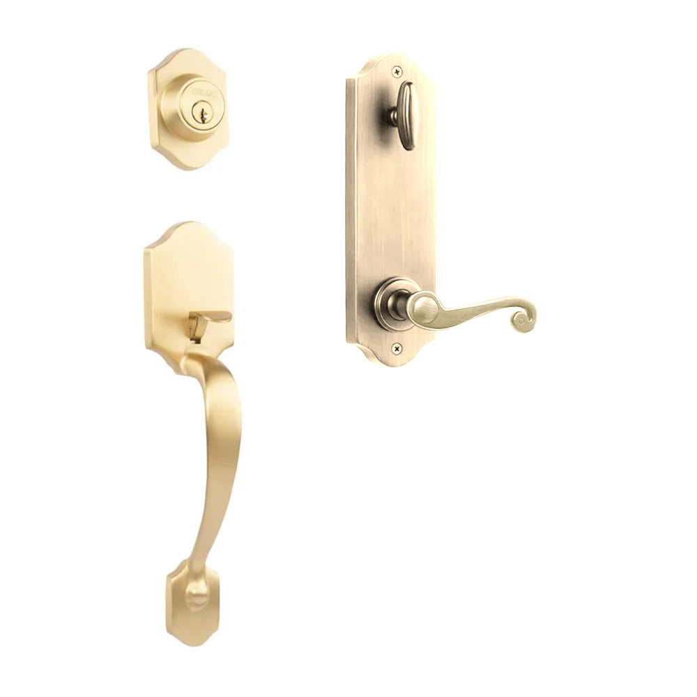 Charente Entry I/C w/Spira Lever SB BP in Satin Brass