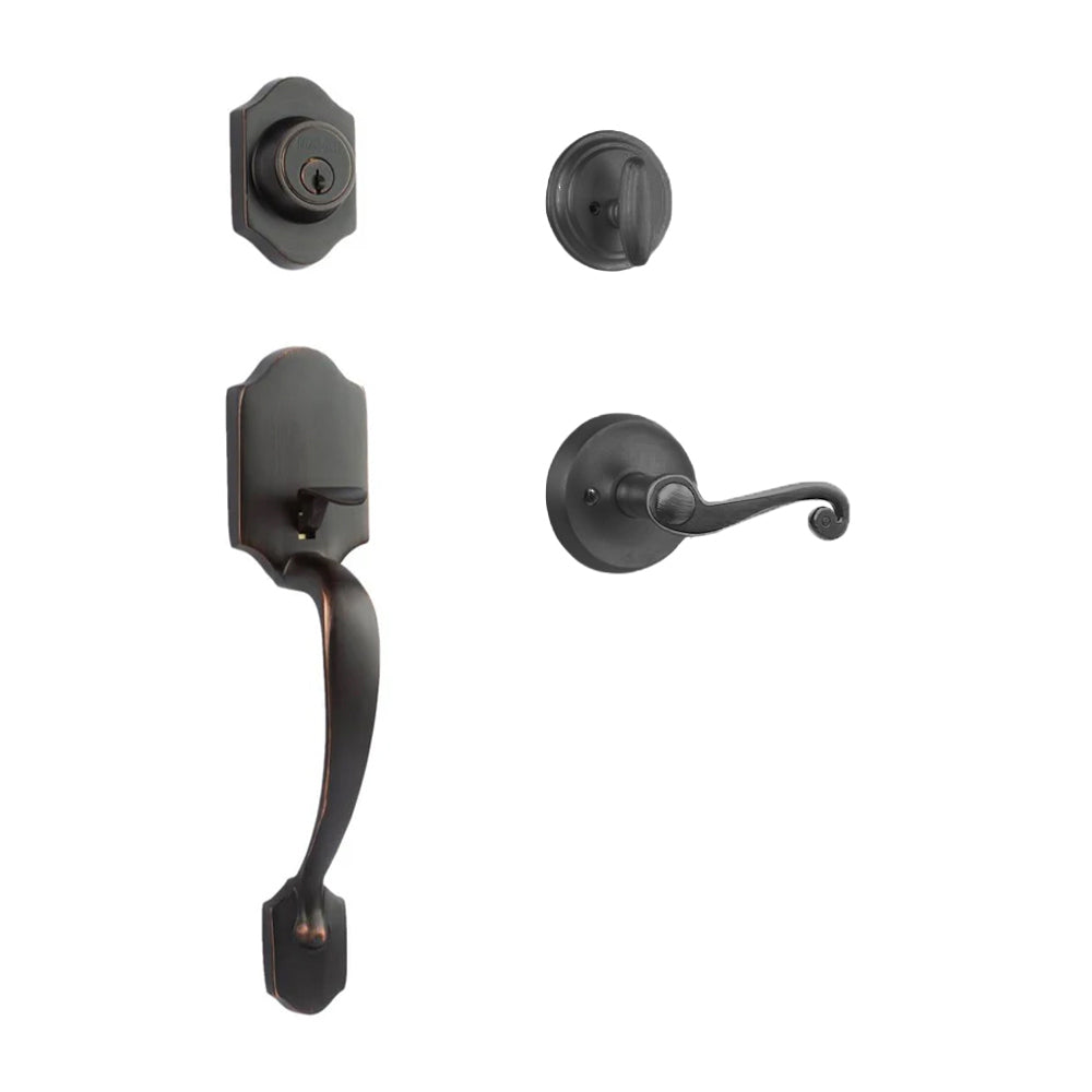Charente Entry S/C w/Spira Lever MB BP- To Suit 50mm Thick Door in Matt Black