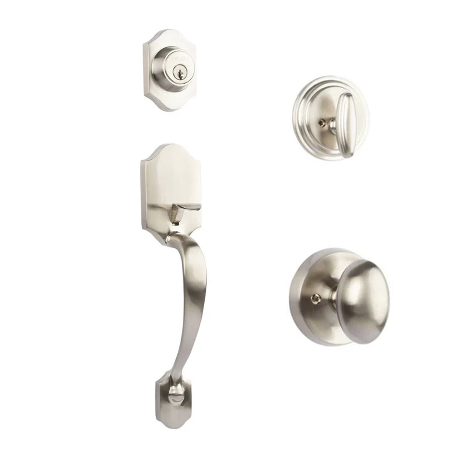 Charente Entry S/C w/Uovo Knob SN BP in Satin Nickel