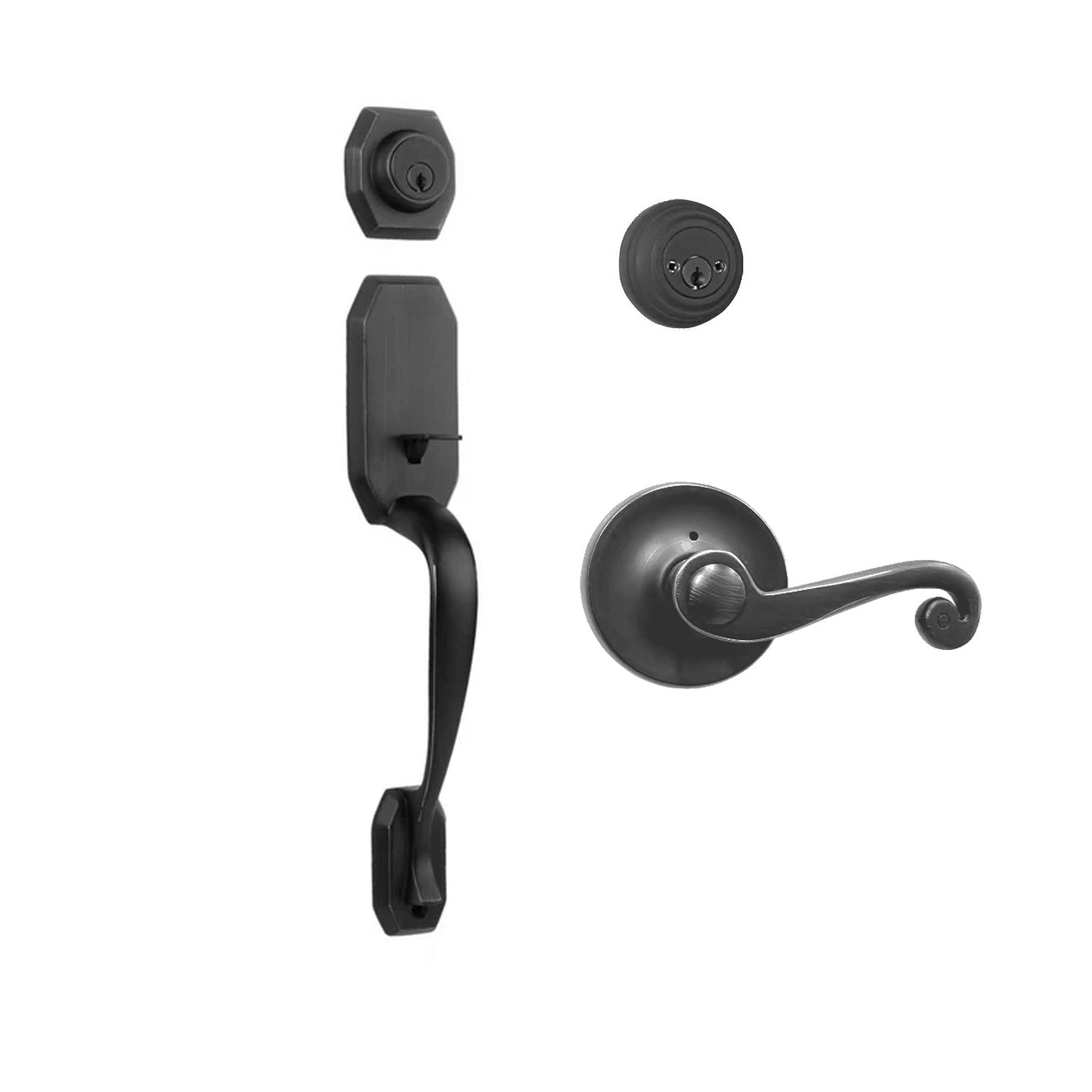 Garrone Entry D/C w/Spira Lever MB BP in Matt Black