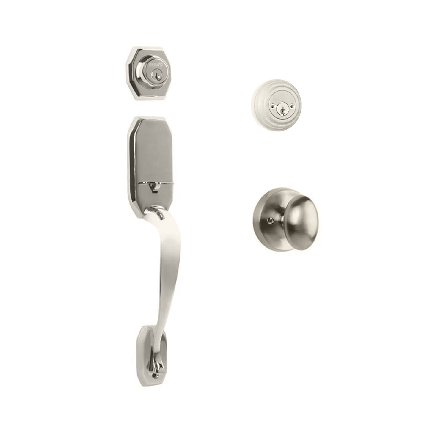 Garrone Entry D/C w/Uovo Knob SN BP in Satin Nickel