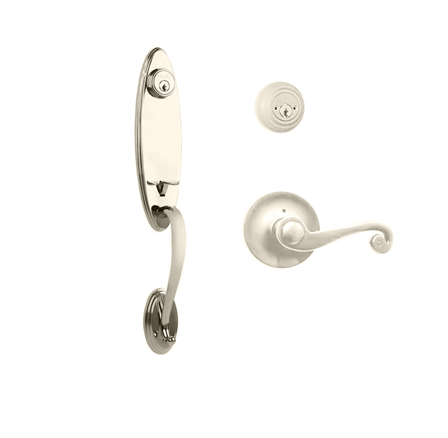 N2LOK Loire double cylinder entrance set with spiral lever handle, featuring durable hardware and secure locking mechanism.