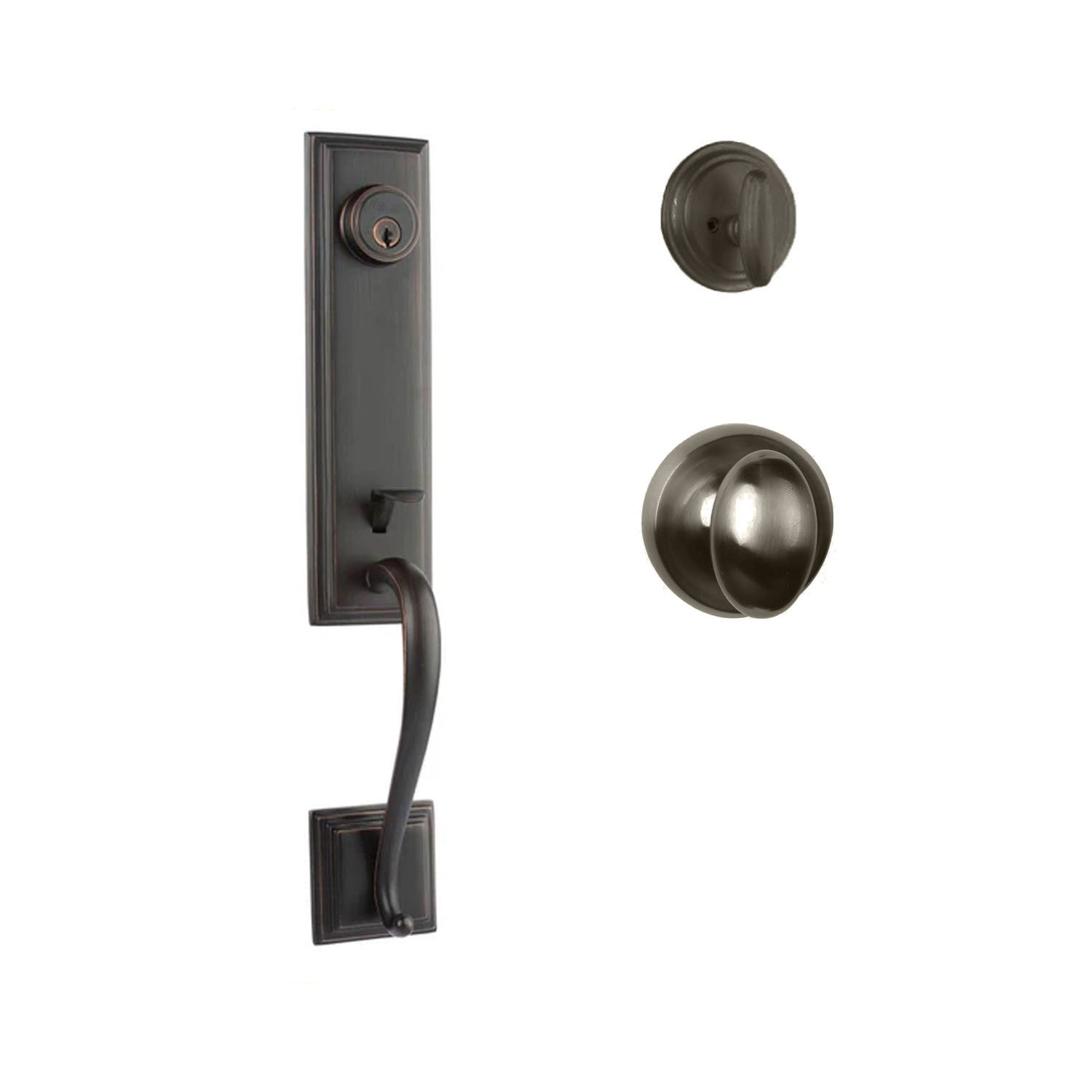 N2LOK Seine Single Cylinder Entrance Set - Egg Knob - Venetian Bronze in Venetian Bronze