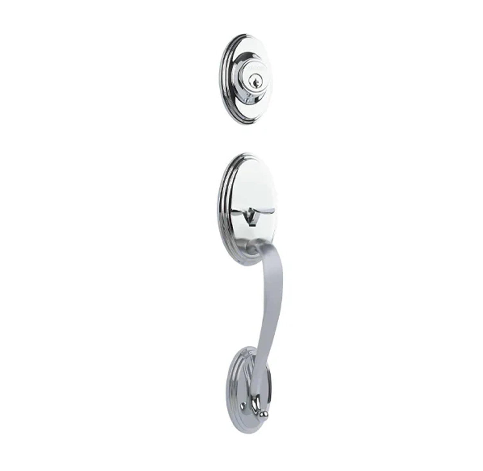 N2LOK Hardware double cylinder entrance set with spiral lever handle, featuring secure key access and durable metal finish.