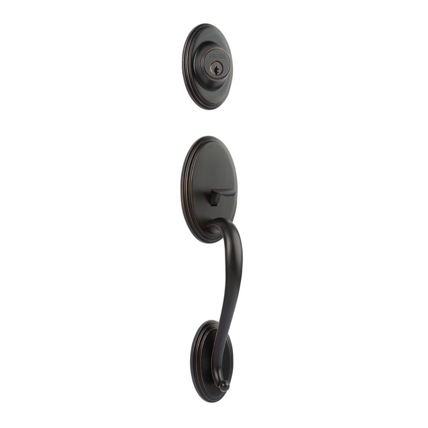 N2LOK Hardware double cylinder entrance set with spiral lever handle, featuring durable metal construction and keyhole for security.