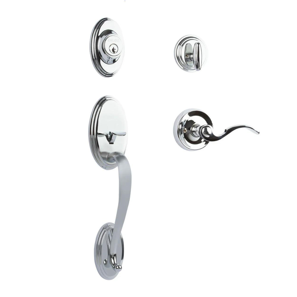 N2LOK Hardware Somme single cylinder entrance set with Flutto lever handle and polished chrome finish.