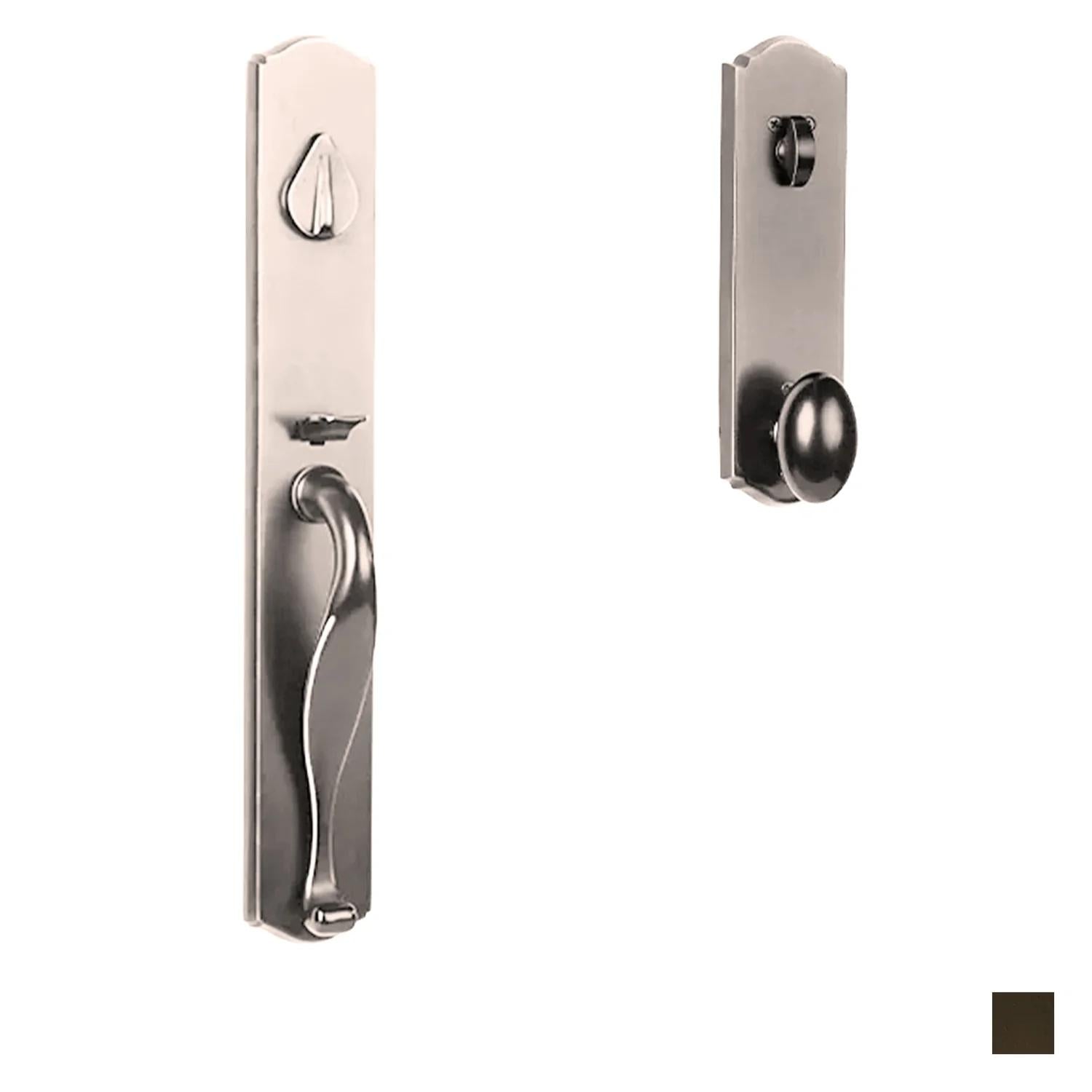 N2LOK Hardware Etna entrance set with egg knob, featuring brass finish and modern design for secure door entry.
