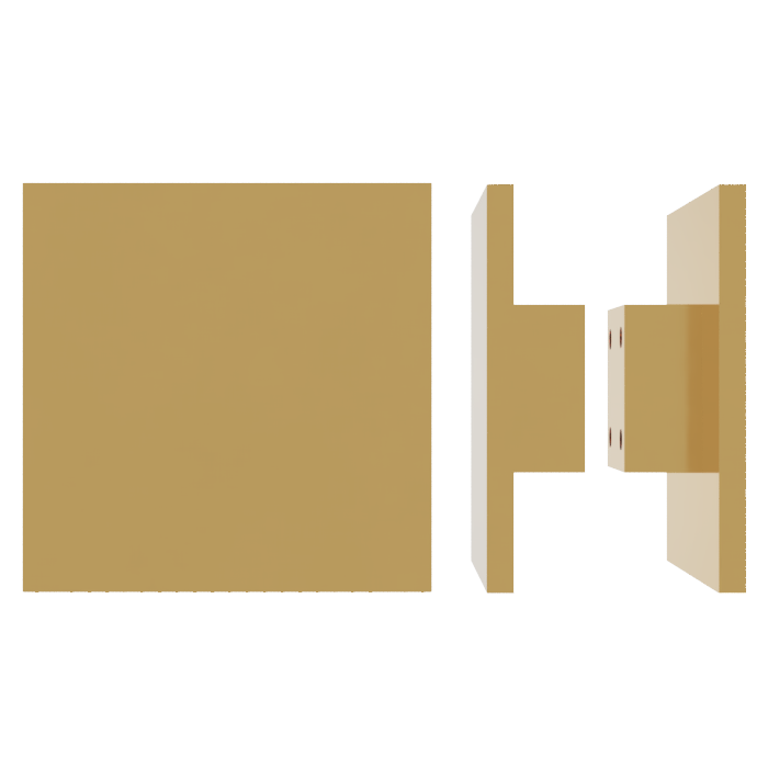 Pair of M03 Square Entrance Pull Handles, 10mm Face, 200mm x 200mm in Satin Brass