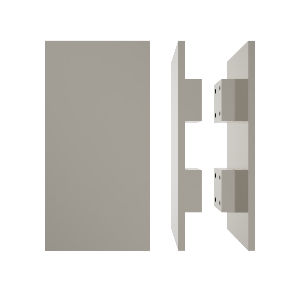 Rectangular entrance pull handle by Style Finish Doorware with a 10mm face, made of metal with a sleek silver finish.