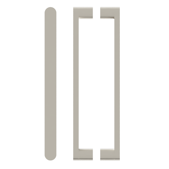 Pair BTB Entrance Pull Handle, Front W25mm x H12mm, Stands H35mm, Projection 57mm SS in Satin Nickel