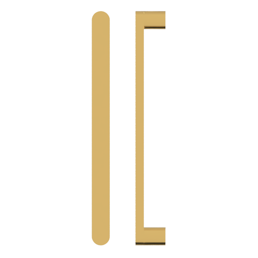 Single Entrance Pull Handle, Front W25mm x H12mm, Stands H35mm, Projection 57mm, 600mm CTC in Satin Anodised Brass SFD#3