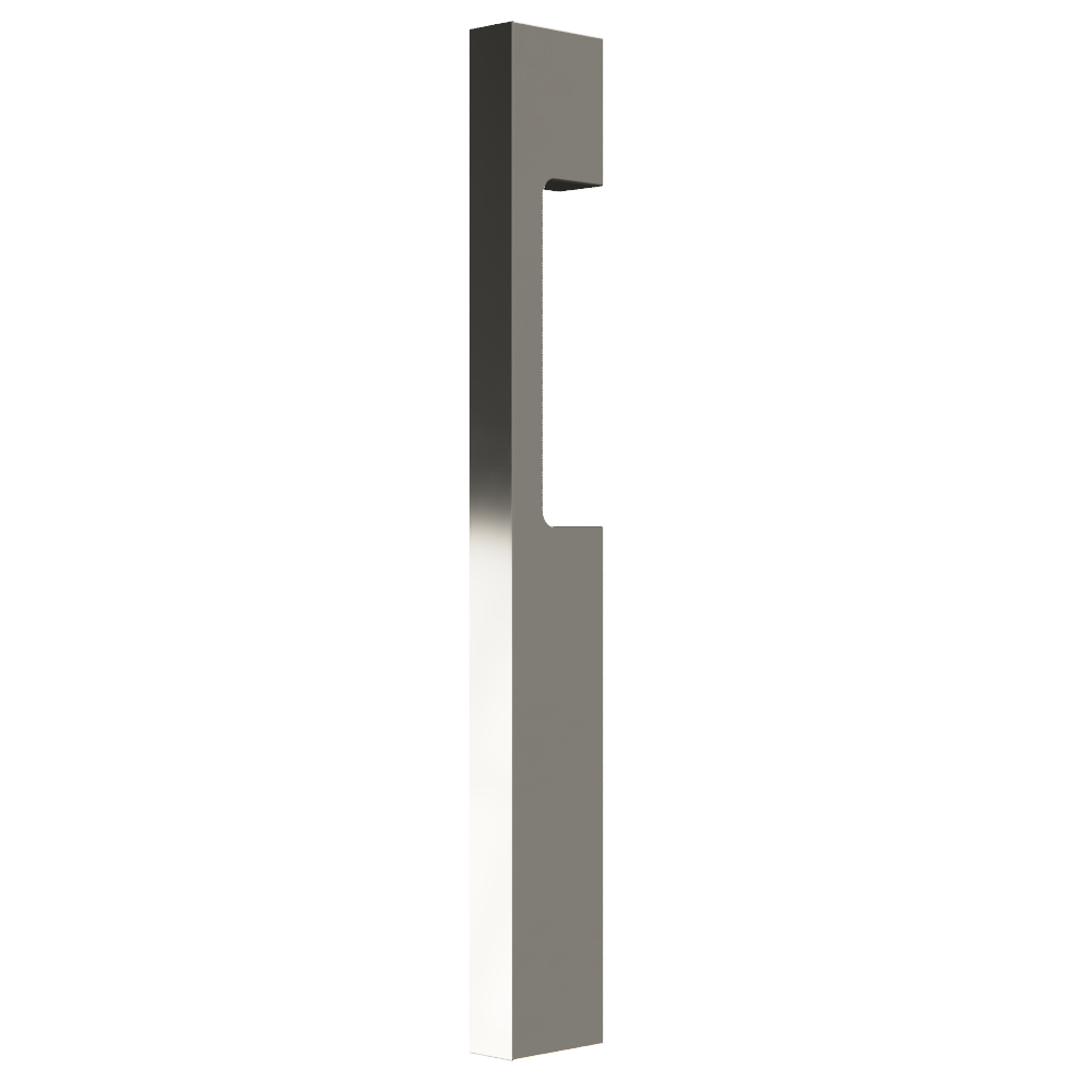 Single Blade Pull Handle with Cutout, 900mm long x 19mm wide x 40mm projection, surface fixed in Polished Nickel