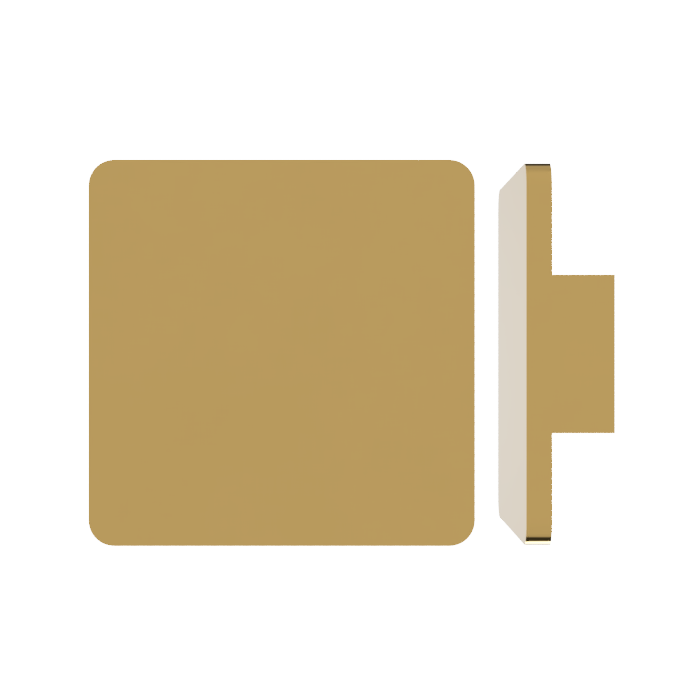 Single M19 Square Entrance Pull Handle with 10mm Radius Corners, 10mm Face, 200mm x 200mm in Satin Brass