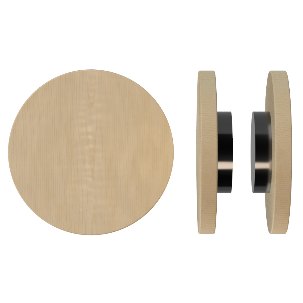 Pair of T01 Timber Pull Handles in American Oak by Style Finish Doorware, showing the wooden handles with a smooth finish.