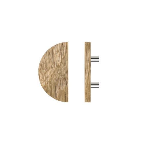 Single T02 Timber Entrance Pull Handle, American White Oak, Ø300mm, Coated in Hard Wax (accentuates rich colours) in White Oak / Polished Nickel