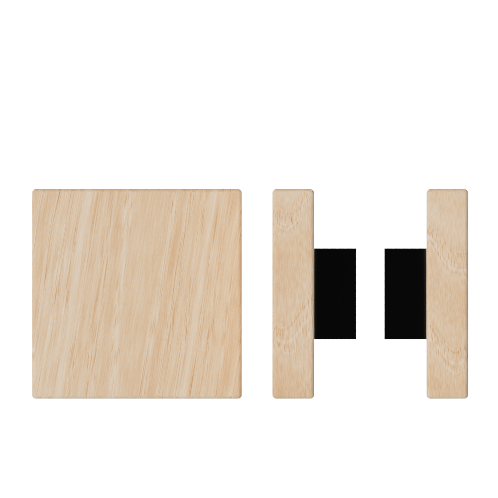 Pair of Victorian Ash Timber T03 pull handles from Style Finish Doorware, 150mm x 150mm, with a sleek, modern design.