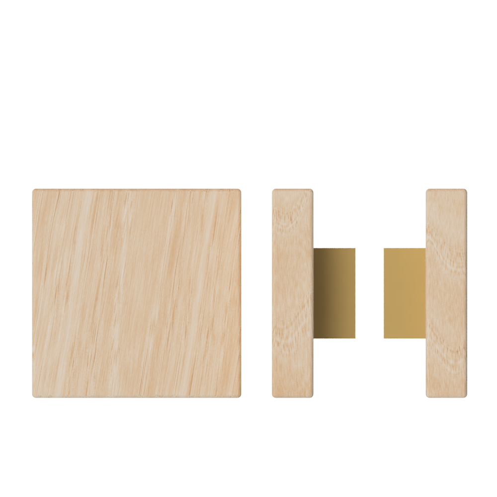 Pair T03 Timber Entrance Pull Handle, Victorian Ash, Back to Back Pair, 150mm x 150mm x Projection 68mm, Coated in Hard Wax (accentuates rich colours) in Victorian Ash / Satin Anodised Brass