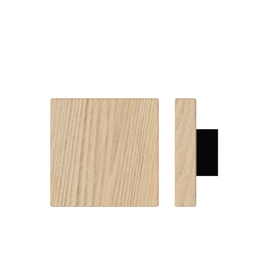 Timber T03 pull handle in Tasmanian Oak, 150mm x 150mm, by Style Finish Doorware, installed on a door.
