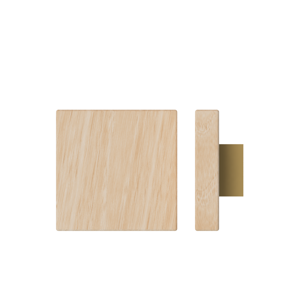 Single T03 Timber Entrance Pull Handle, Victorian Ash, 150mm x 150mm x Projection 68mm, Coated in Hard Wax (accentuates rich colours) in Victorian Ash / Satin Anodised Brass