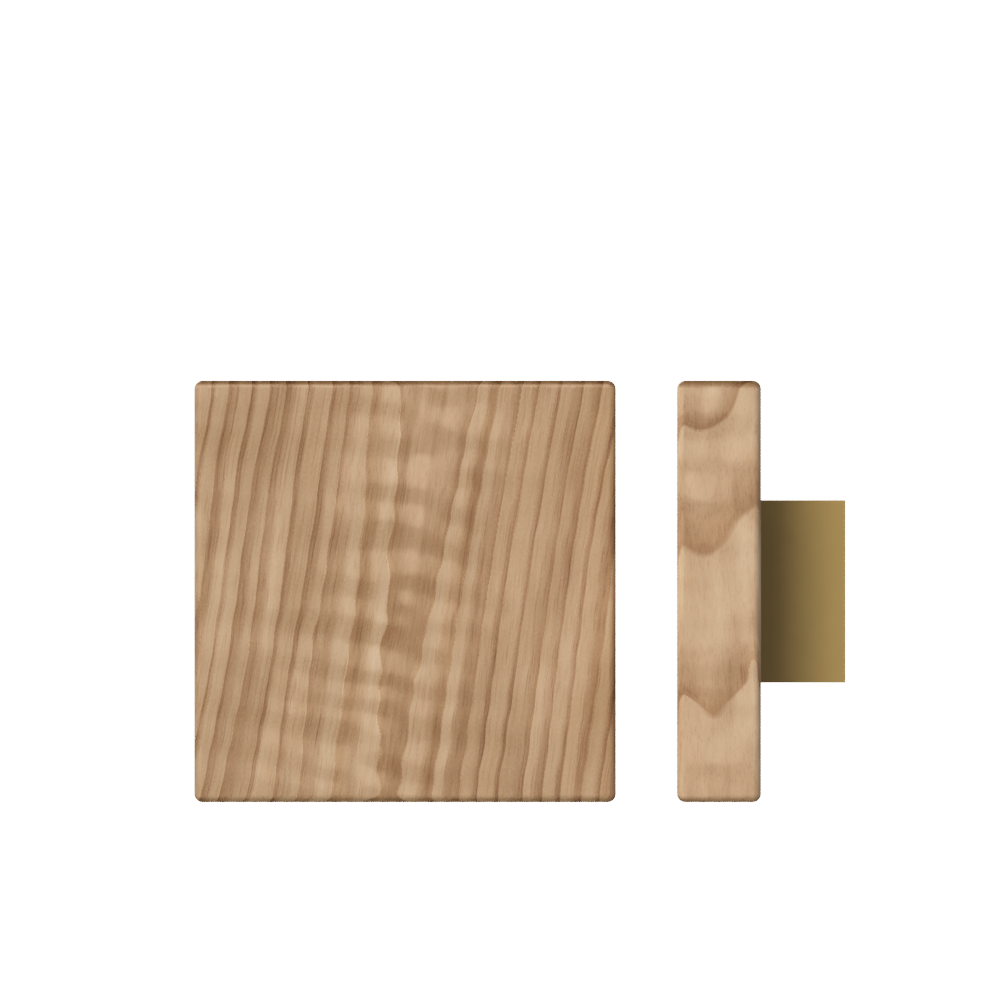 Single T03 Timber Entrance Pull Handle, American Walnut, 150mm x 150mm x Projection 68mm, Coated in Hard Wax (accentuates rich colours) in Black Walnut / Satin Anodised Brass