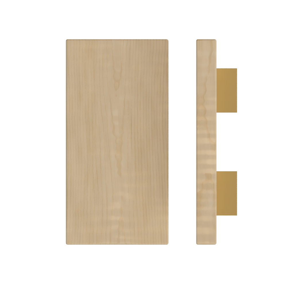 Single T04 Timber Entrance Pull Handle, American White Oak, 300mm x 150mm x Projection 68mm, Coated in Hard Wax (accentuates rich colours) in White Oak / Satin Anodised Brass