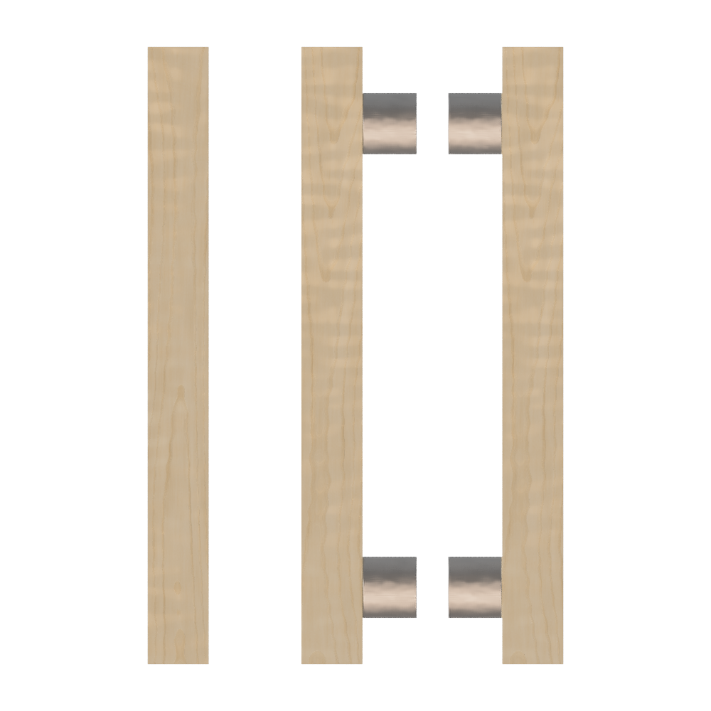 Pair of T07 Timber Pull Handles in American Oak by Style Finish Doorware, showcasing the natural wood grain and sleek design