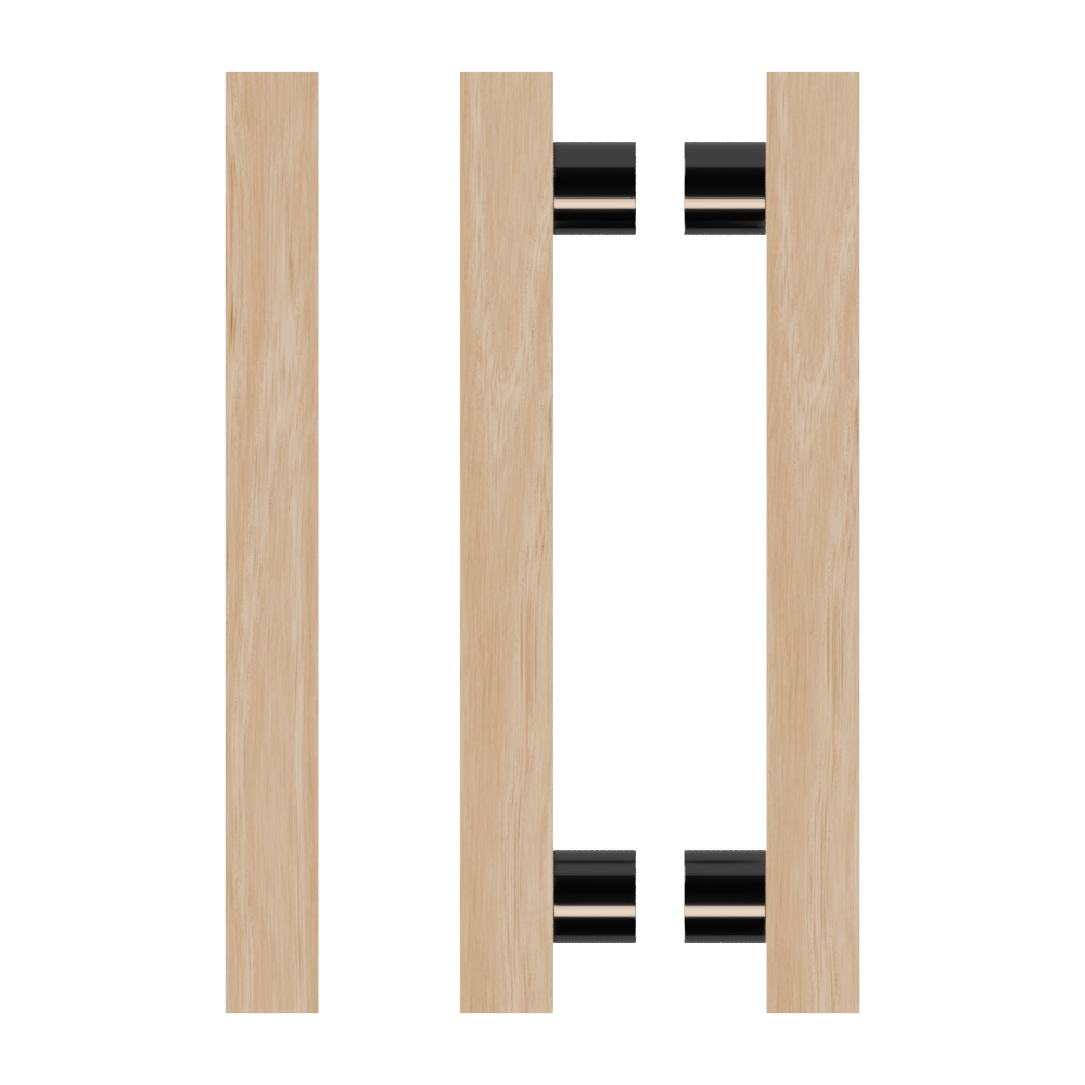 Pair of T07 Timber Pull Handles in Victorian Ash by Style Finish Doorware, showcasing natural wood grain and sleek design