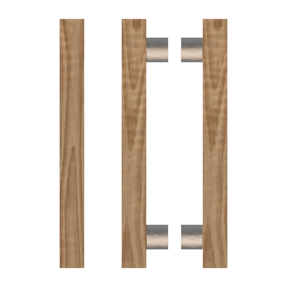Pair of T07 Timber pull handles in American Walnut finish by Style Finish Doorware, featuring sleek modern design for doors.
