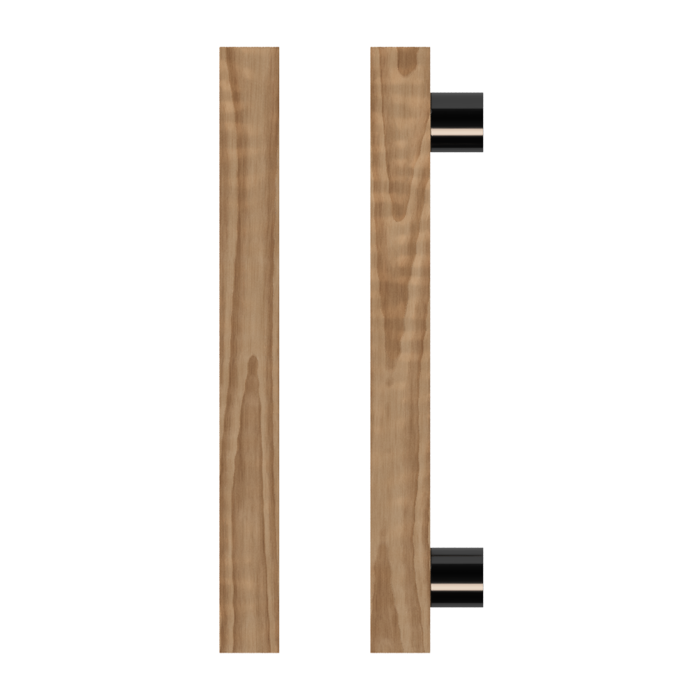 Single T07 Timber Pull Handle in American Walnut by Style Finish Doorware, showcasing a sleek wooden door pull handle.