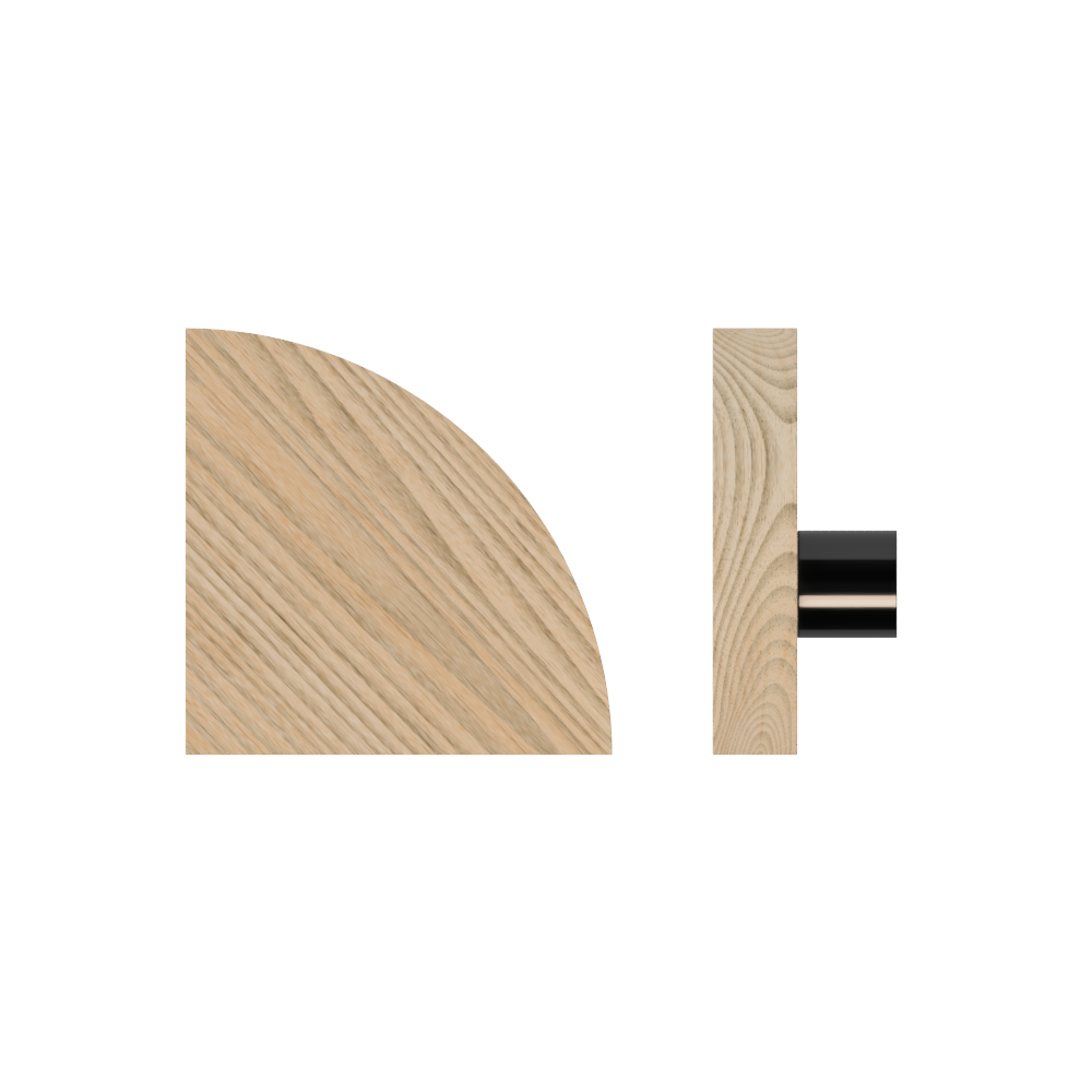 Single T10 Timber Entrance Pull Handle, Tasmanian Oak, Radius 150mm x Projection 68mm, Coated in Hard Wax (accentuates rich colours) in Tasmanian Oak / Satin Anodised Gun Metal