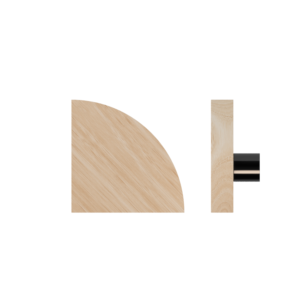 Single T10 Timber Entrance Pull Handle, Victorian Ash, Radius 150mm x Projection 68mm, in Raw Timber (ready to stain or paint) in Victorian Ash / Satin Anodised Gun Metal
