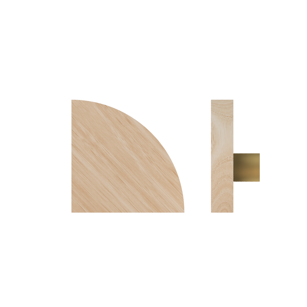 Single T10 Timber Entrance Pull Handle, Victorian Ash, Radius 150mm x Projection 68mm, Coated in Hard Wax (accentuates rich colours) in Victorian Ash / Satin Anodised Brass