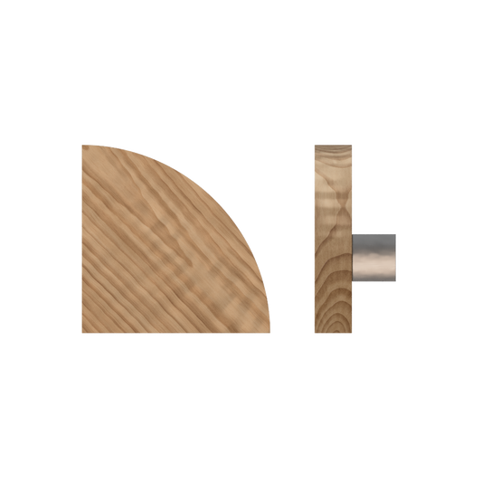 Single T10 Timber Entrance Pull Handle, American Walnut, Radius 150mm x Projection 68mm, in Raw Timber (ready to stain or paint) in Black Walnut / Satin Anodised Nickel