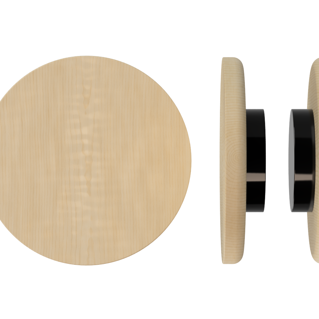 Pair of T11 Timber Pull Handles in American Oak by Style Finish Doorware, showcasing smooth wooden grip and sleek design.