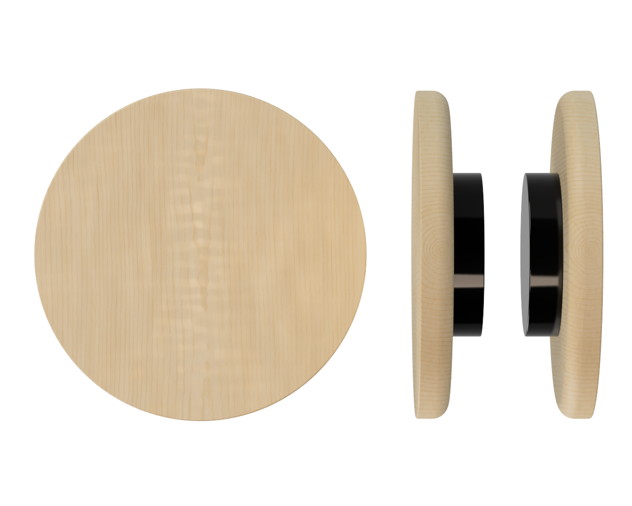 Pair of T11 Timber Pull Handles in American Oak by Style Finish Doorware, showcasing smooth wooden grip and sleek design.