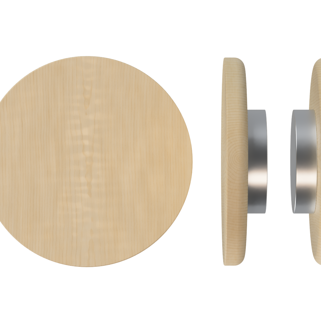 Pair of T11 Timber Pull Handles in American Oak by Style Finish Doorware, featuring natural wood grain and sleek design