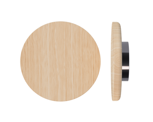Single T11 Timber Entrance Pull Handle, Victorian Ash, Ø300mm x Projection 68mm, in Raw Timber (ready to stain or paint) in Victorian Ash / Satin Anodised Gun Metal
