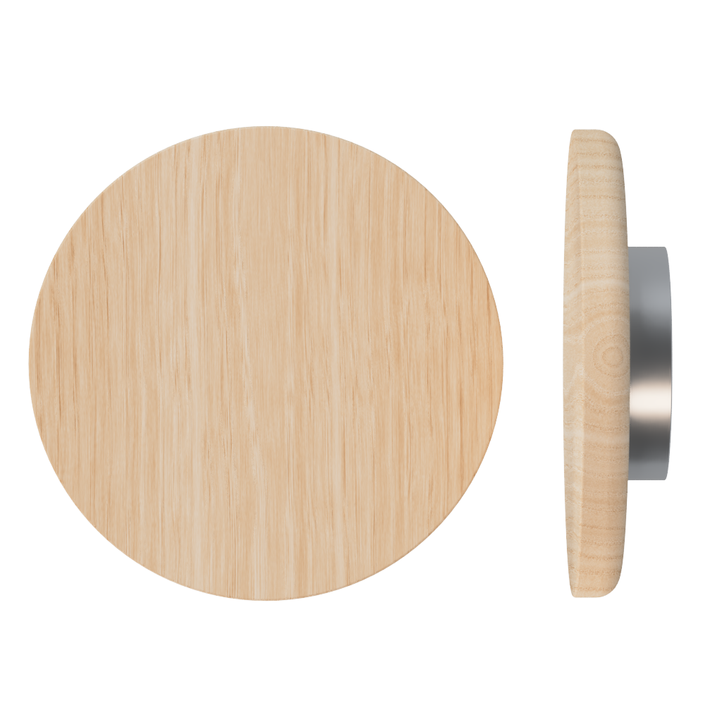Victorian Ash T11 Timber Pull Handle by Style Finish Doorware, single handle mounted on door with natural wood grain.