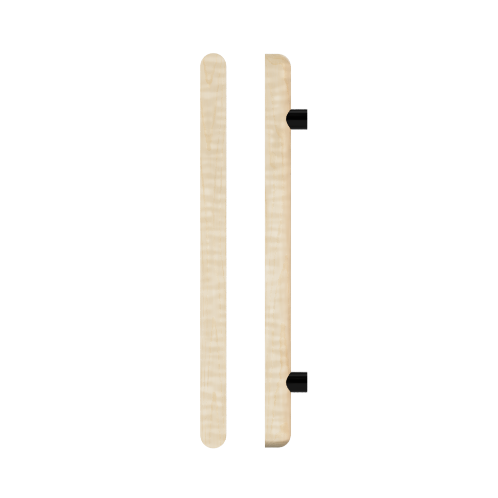 American Oak T12 Timber Pull Handle by Style Finish Doorware mounted on a door, showcasing sleek single pull handle design.