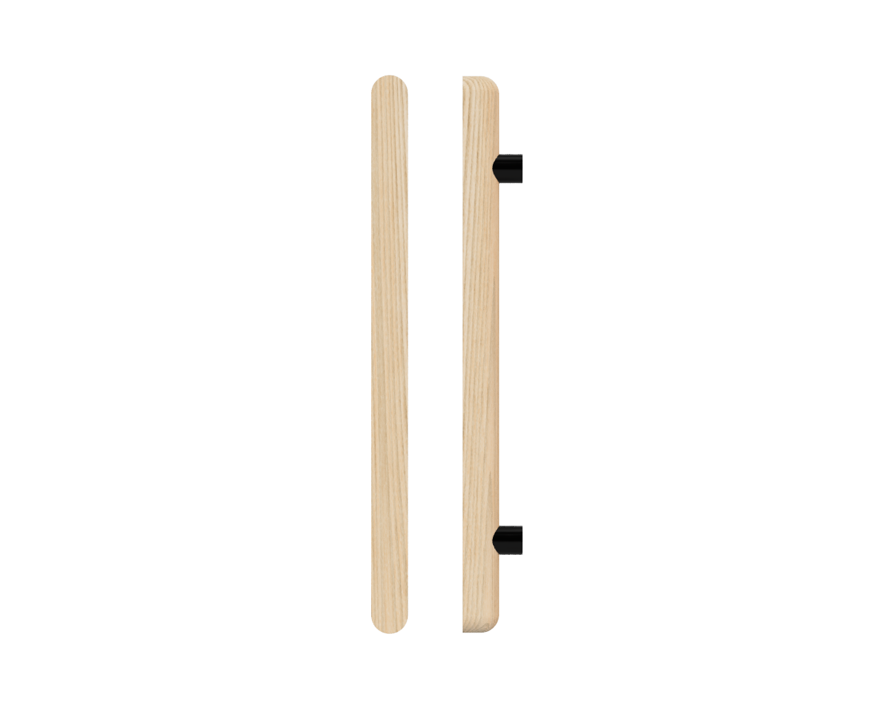 T12 Timber Pull Handle in Tasmanian Oak by Style Finish Doorware, showing a sleek wooden door handle on a modern door.