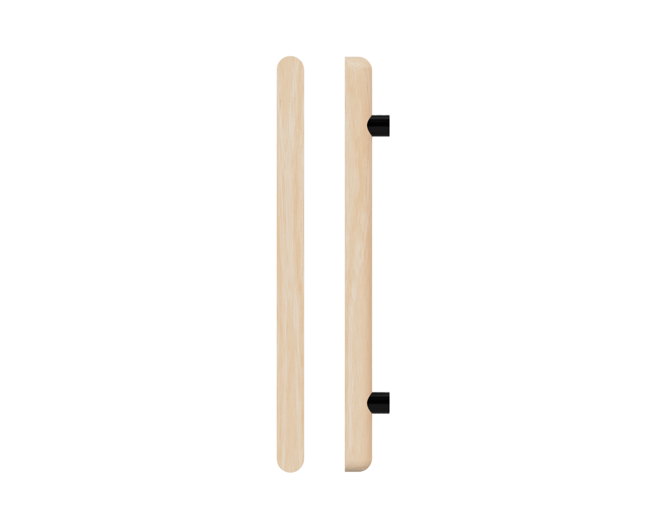 Victorian Ash T12 Timber Pull Handle by Style Finish Doorware, single black finish, natural wood grain visible